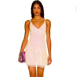 Free People Shimmering Gold Rush Mini Dress size small NWOT